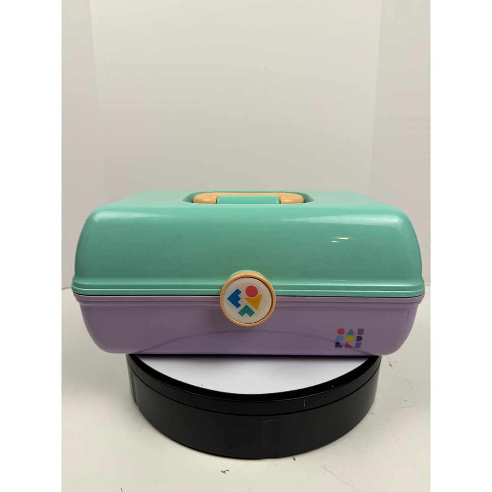 Vintage Caboodles Makeup Organizer Case Green Purple Retro 90s Storage